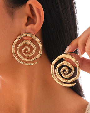 Golden Swirl Stud Earrings