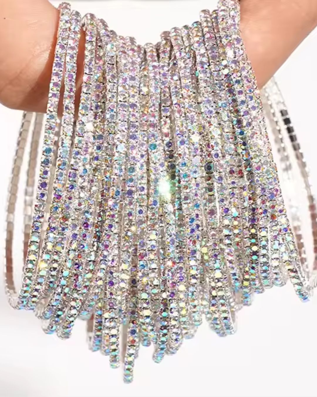 Stretchable Diamond Mist Silver Plated Bracelet - Pack of 12