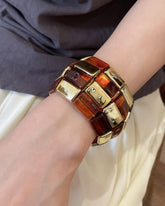 Brown Retro Acrylic square Patchwork Bracelet