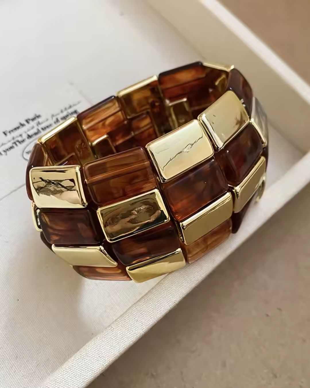 Brown Retro Acrylic square Patchwork Bracelet