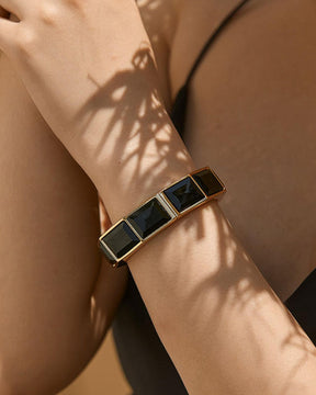 Black Rhinestone Openable Bracelet