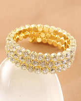 Rhinestone Gold- Plated Spiral Bracelet