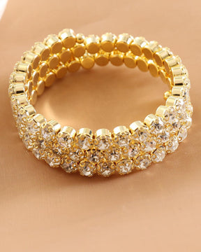 Rhinestone Gold- Plated Spiral Bracelet