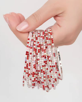 Stretchable Ruby Shine Silver Plated Bracelet - Pack of 12
