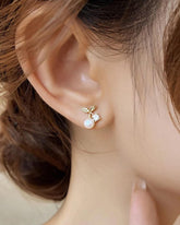 Cherry Shining Pearl American Diamond Stud Earring