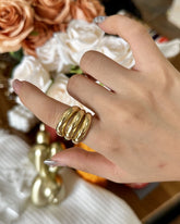 Three Line Golden Finger Ring
