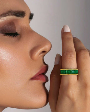 American Diamond Green Adjustable Finger Ring