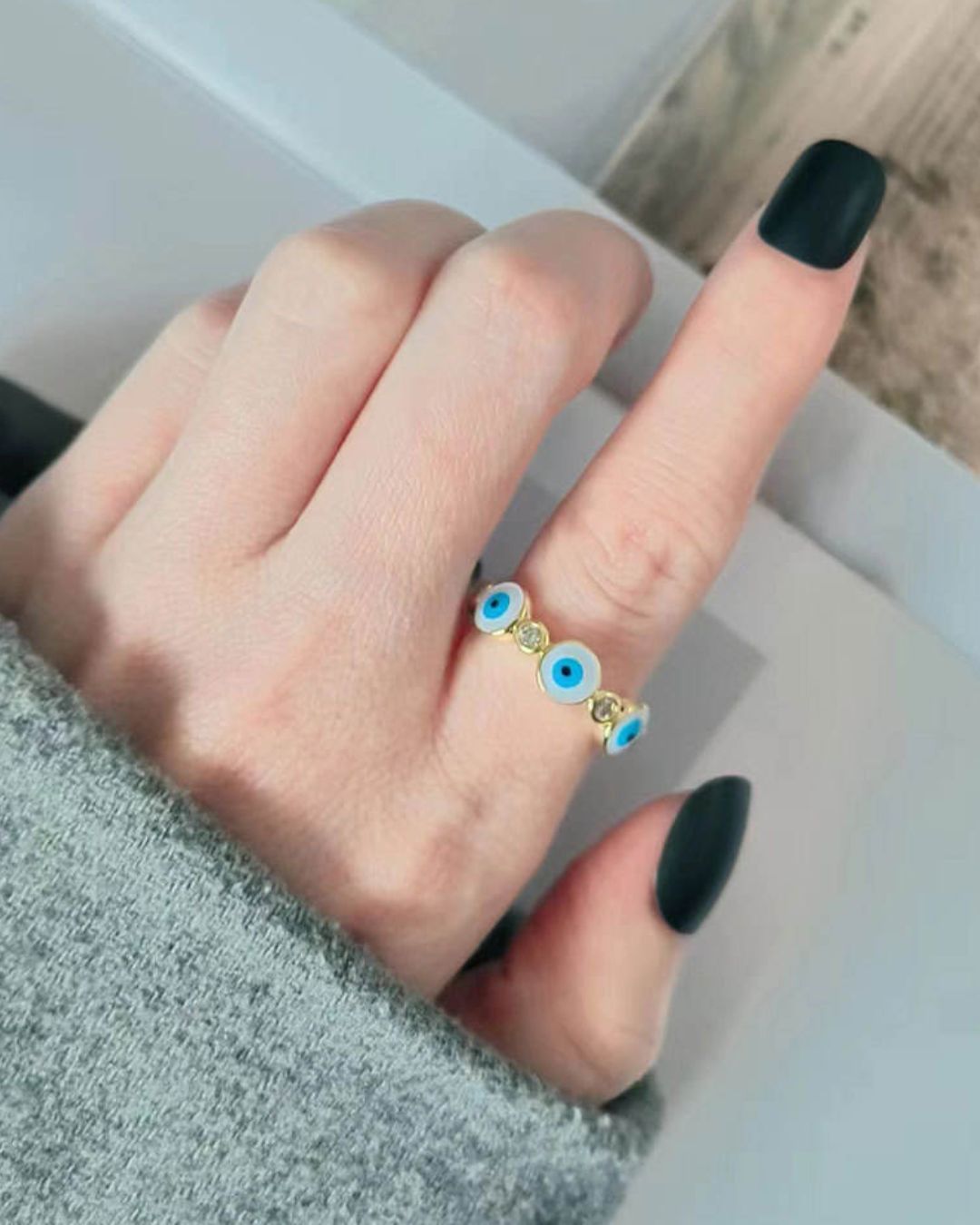 Evil Eye Adjustable Finger- Ring (Set of 3)