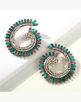 Emerald Sparkle Swirl Drop Earrings