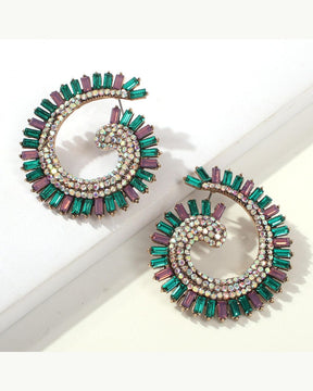 Emerald Sparkle Swirl Drop Earrings