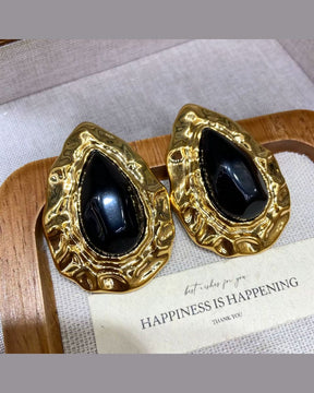 Navy Blue Statement Tear Drop Earrings