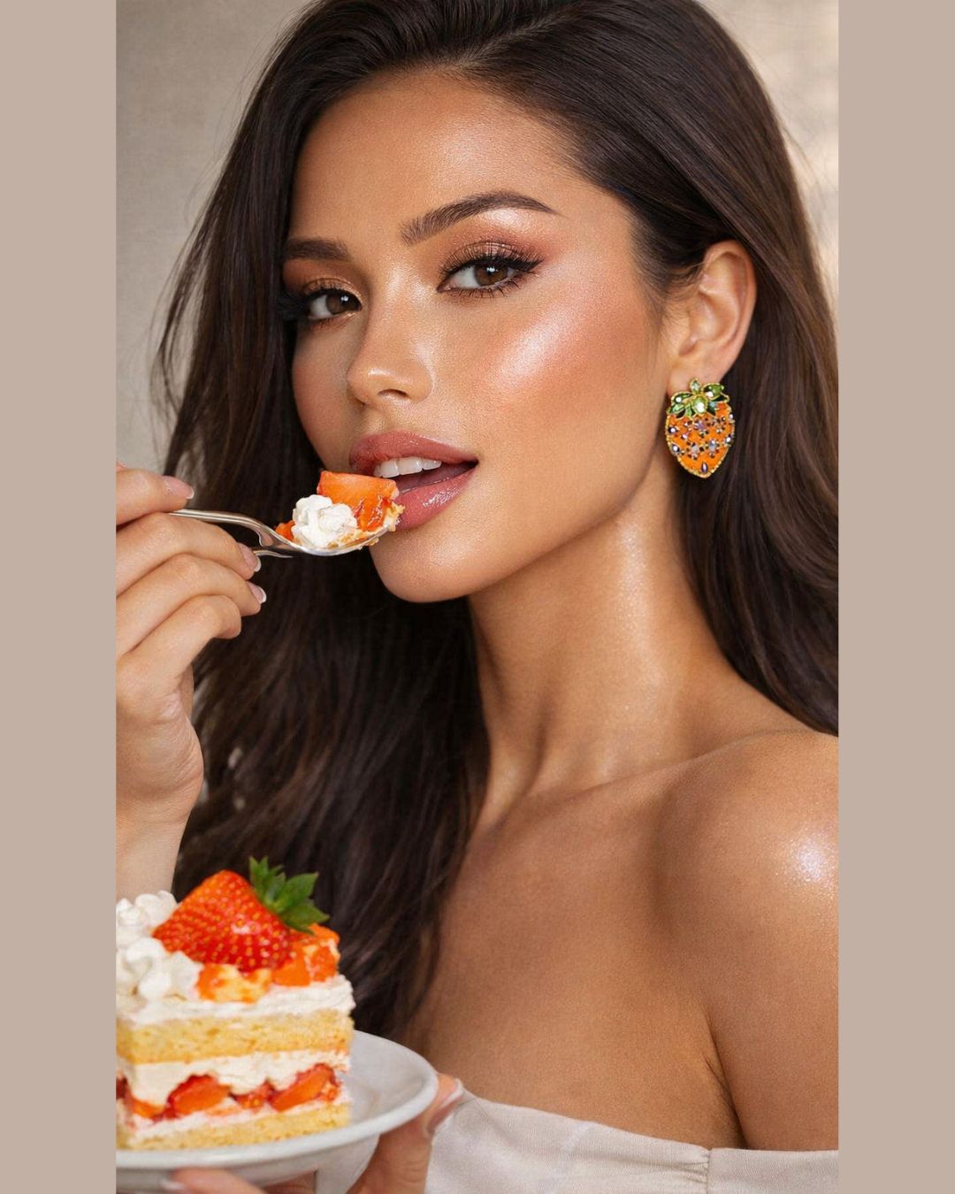 Orange Strawberry Stud Earrings