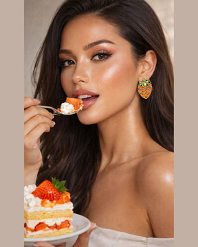 Orange Strawberry Stud Earrings