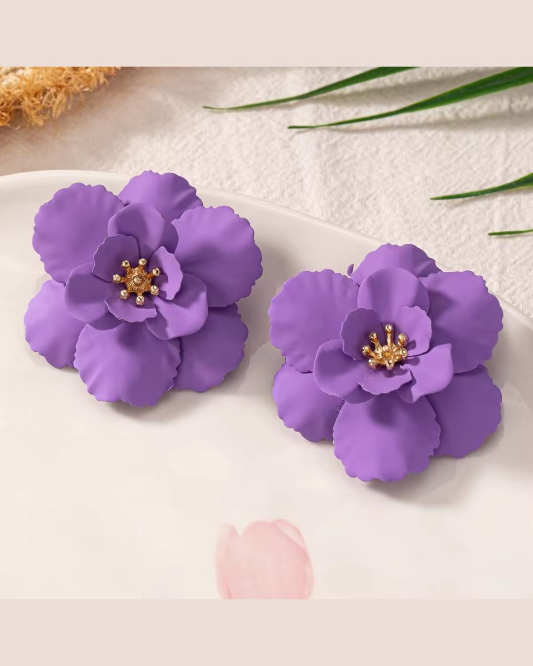 Flower Purple Stud Earrings