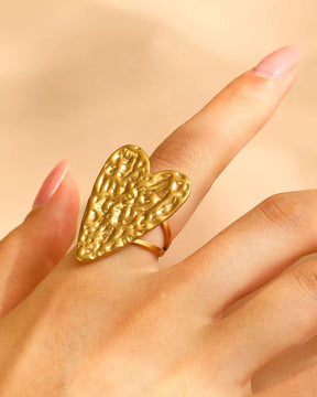 Textured Heart Finger Ring