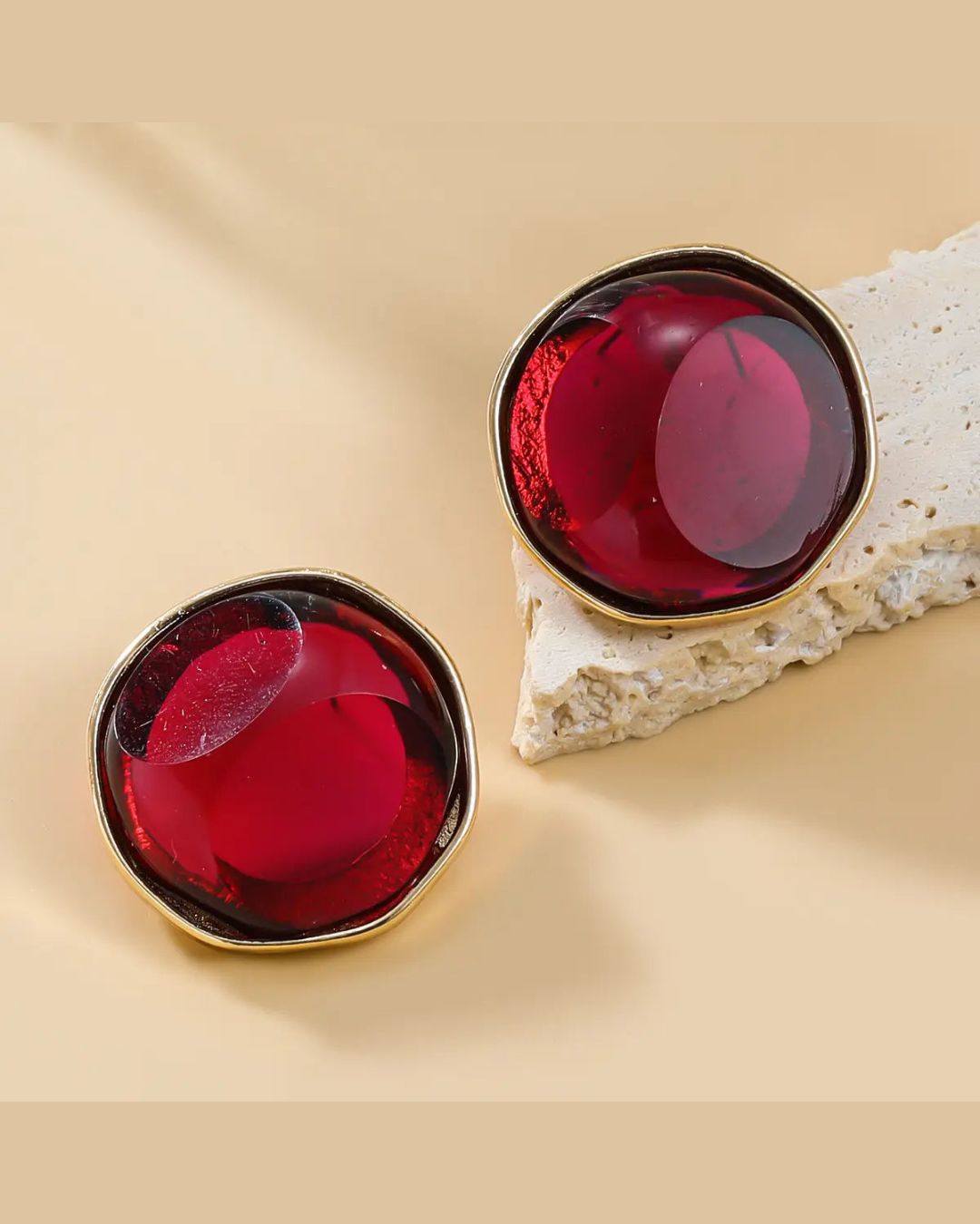 Statement Maroon Stud Earrings