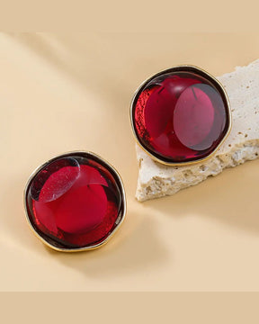 Statement Maroon Stud Earrings