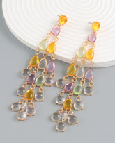 Multicolor Transparent Resin Tear Drop Earrings