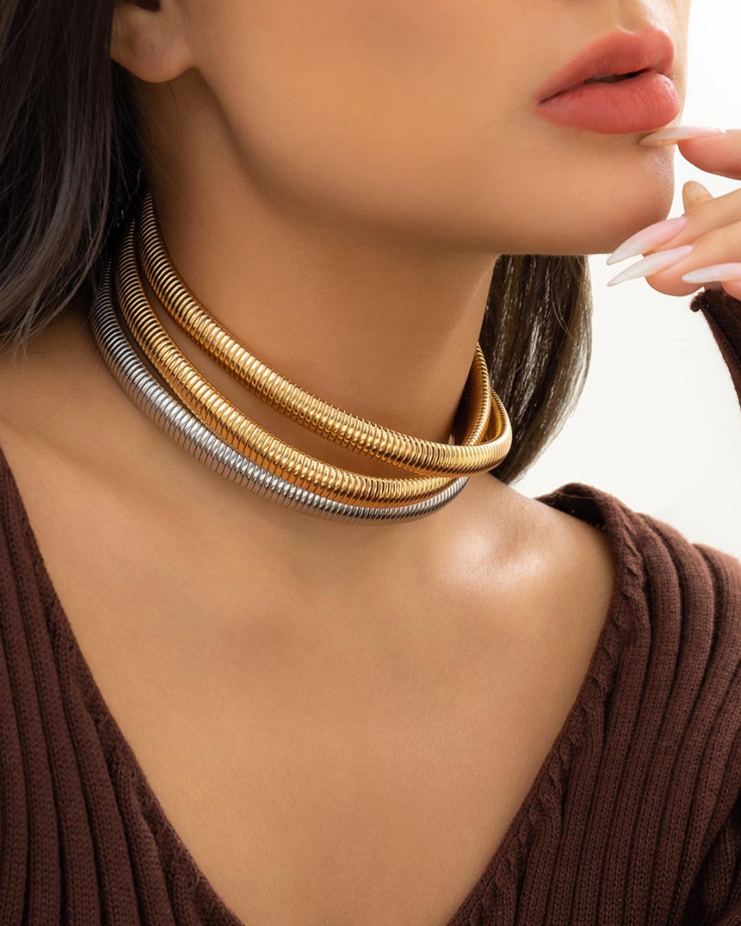 Gold Silver Twisted Choker