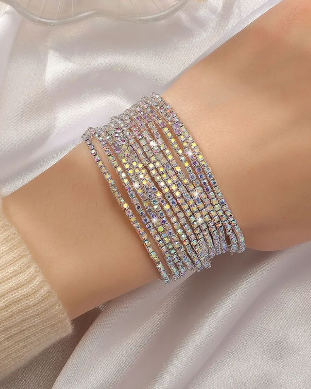 Stretchable Diamond Mist Silver Plated Bracelet - Pack of 12