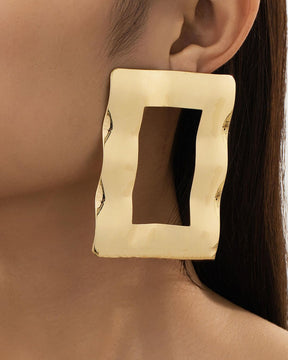 Golden Hollow square Drop Earrings