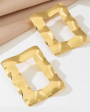 Golden Hollow square Drop Earrings