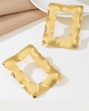 Golden Hollow square Drop Earrings