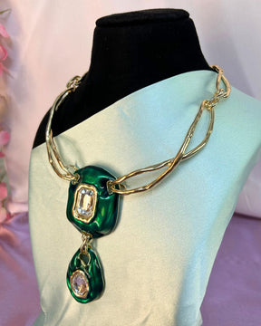 Vintage Retro Emerald Green Necklace