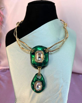 Vintage Retro Emerald Green Necklace
