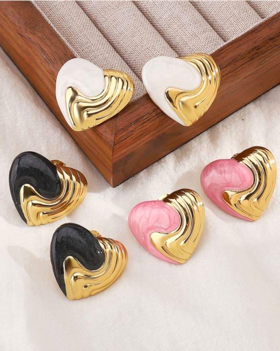 Candy White Heart Stud Earrings