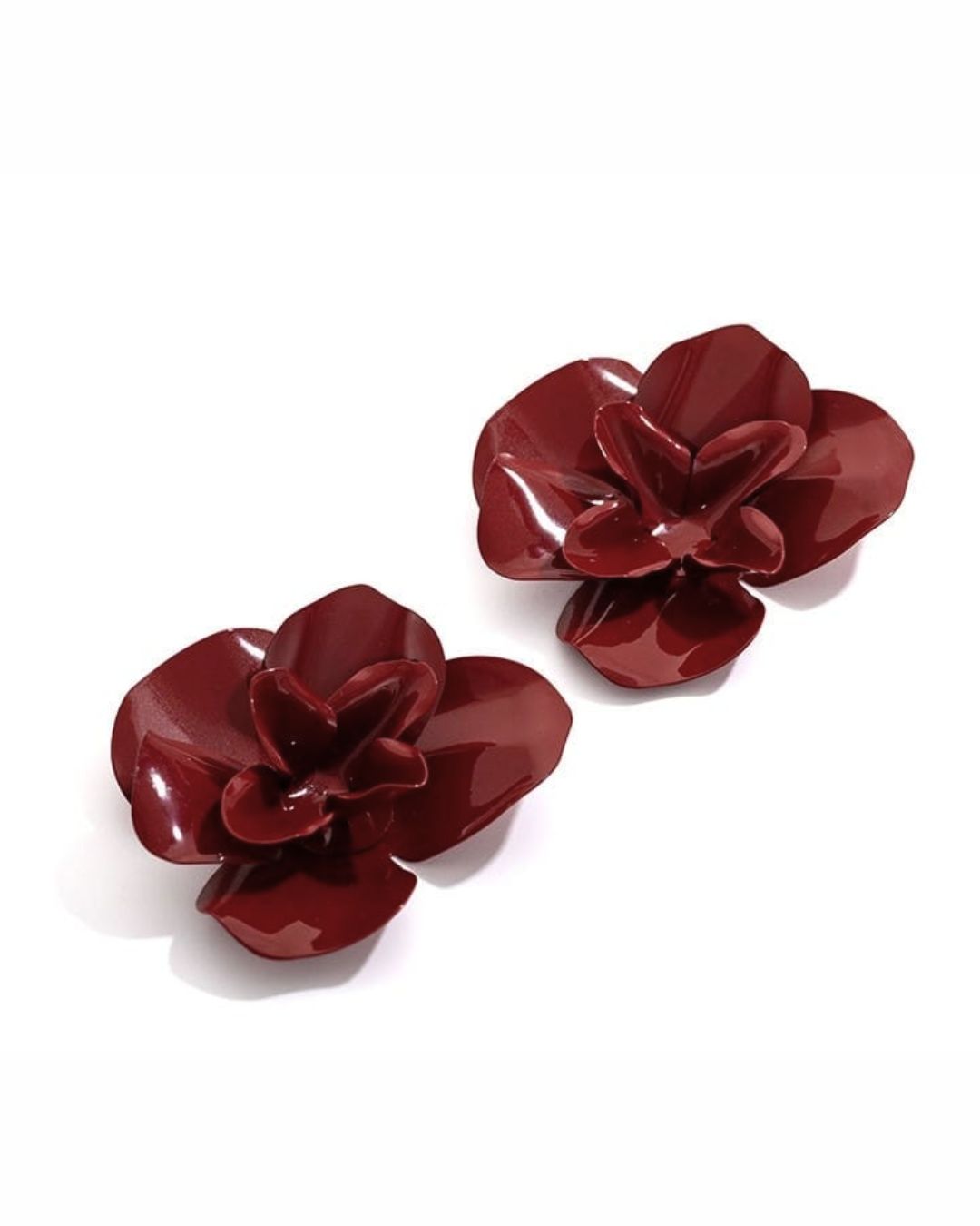 Rose Blossom Maroon Stud Earrings