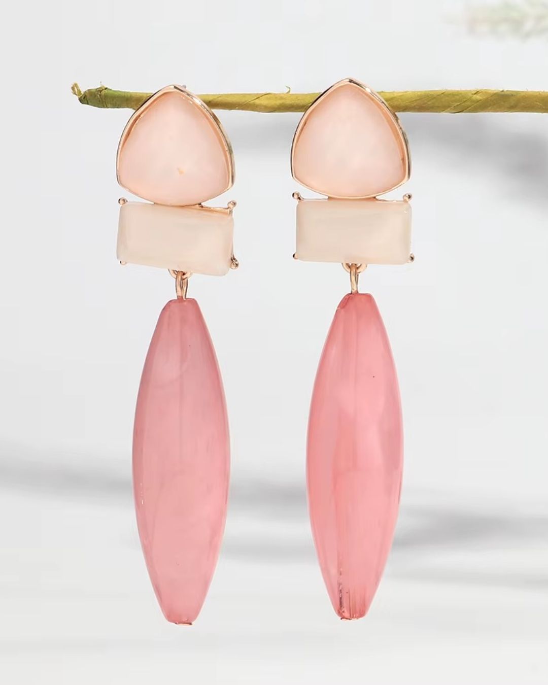Baby Pink Resin Drop Earrings