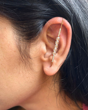 Golden Crystal Line Ear Cuff