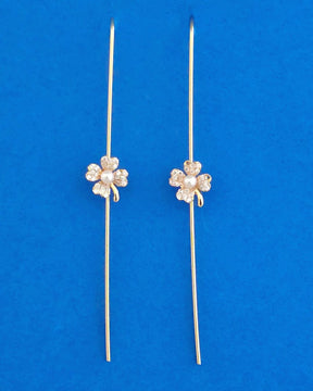 Golden Pearl Flower Ear Cuff
