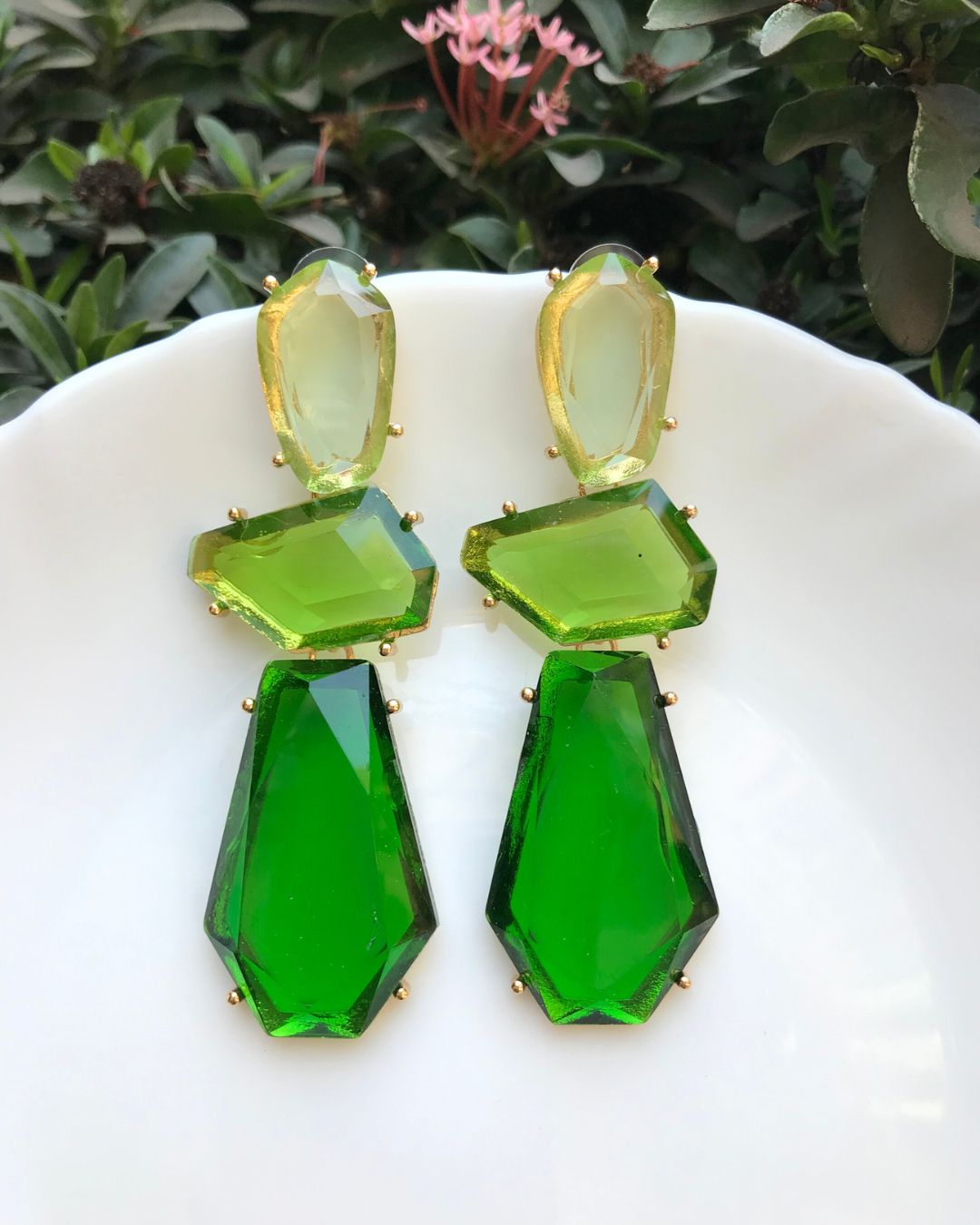 Maya Green Statement Drop Earring