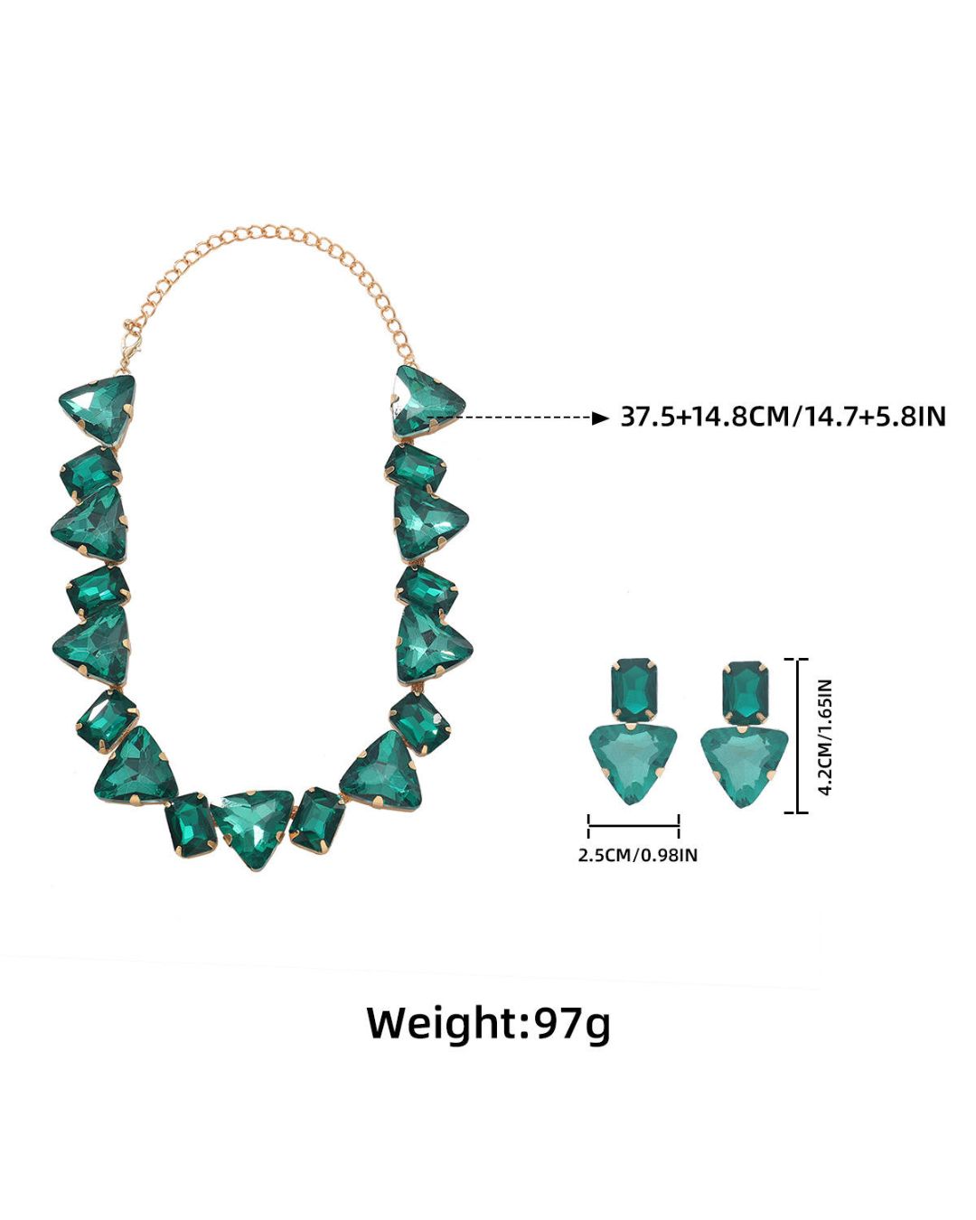 Green Crystal Statement Necklace Set