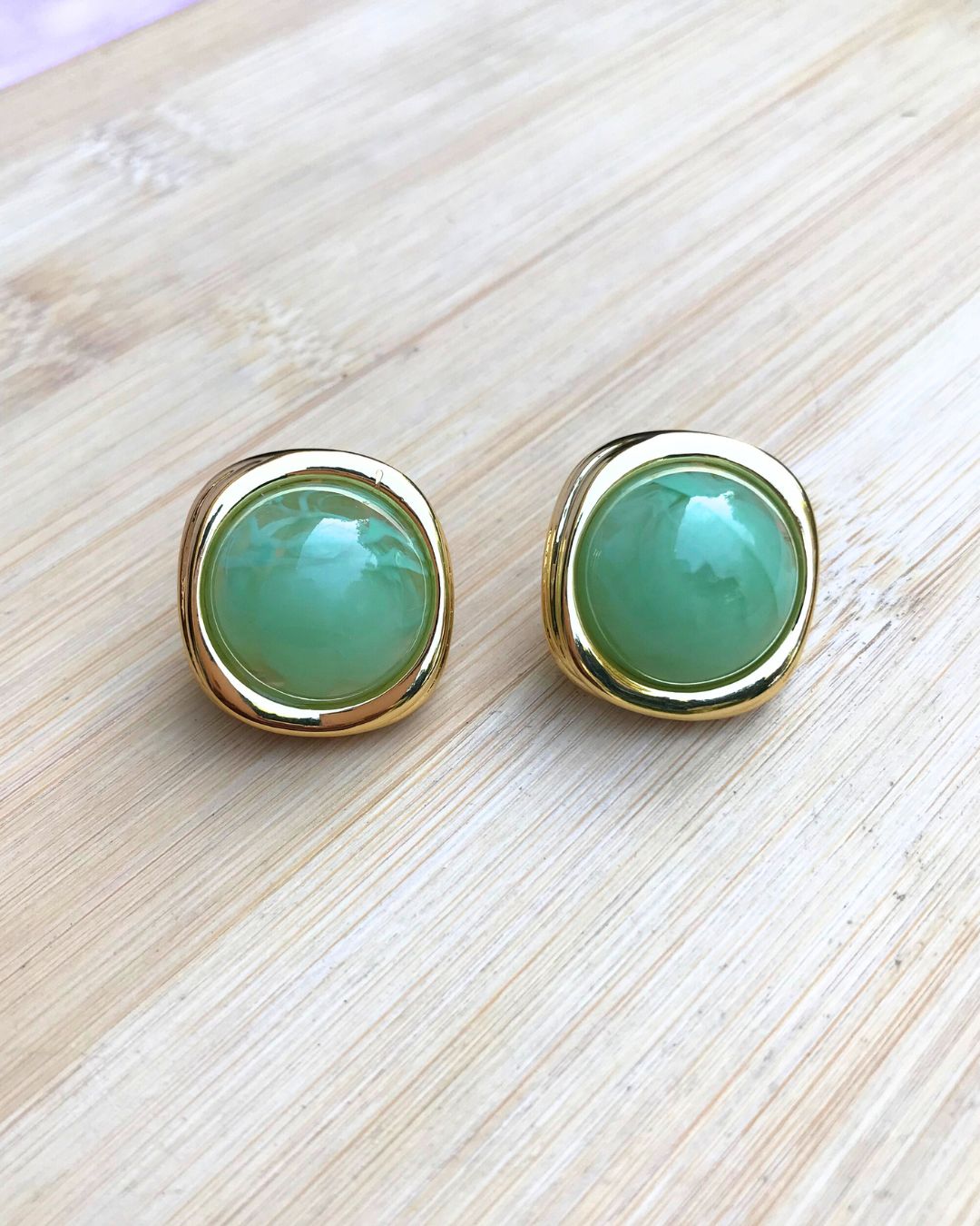 Lime Green Resin Stud Earrings