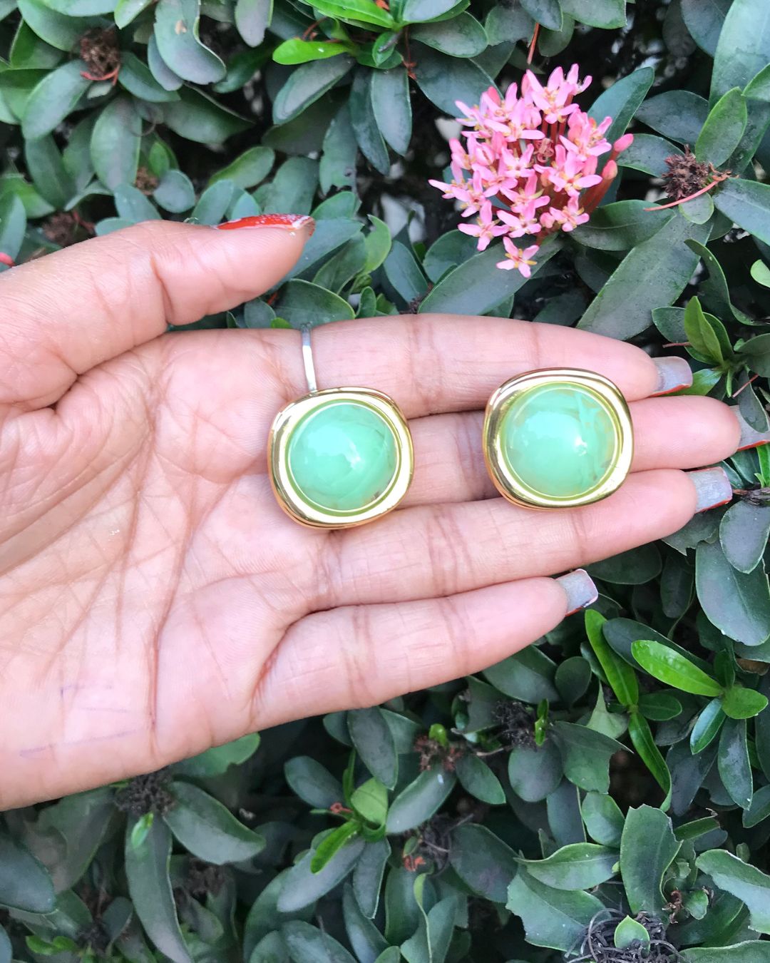 Lime Green Resin Stud Earrings