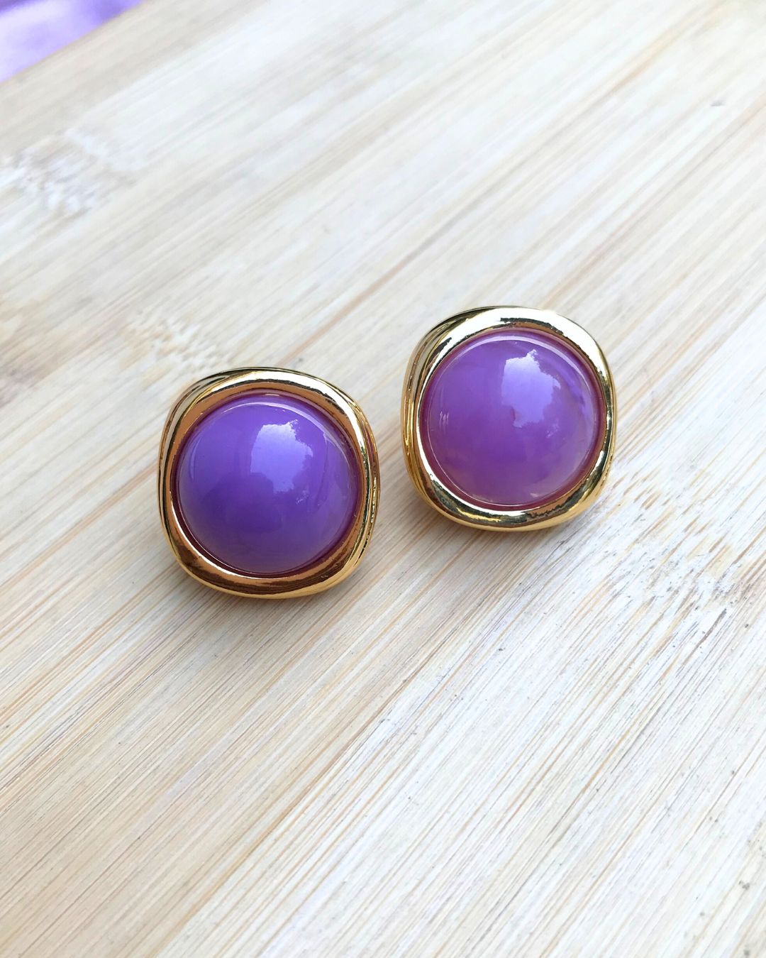 Purple Resin Stud Earrings