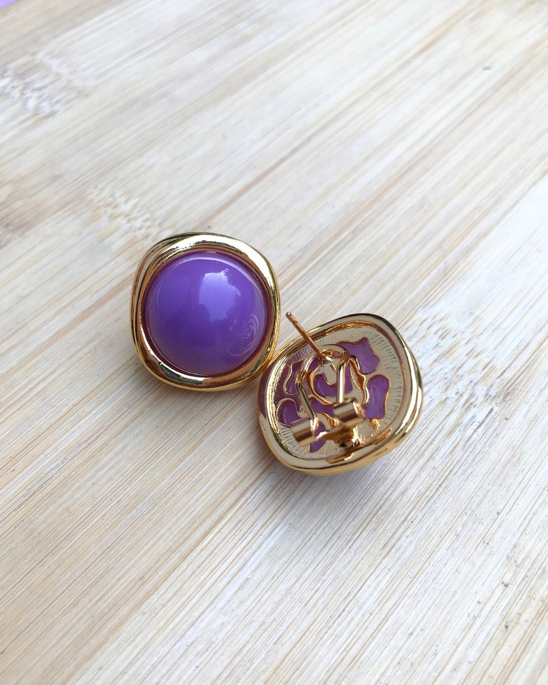 Purple Resin Stud Earrings
