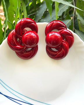 Red Twist Knot Retro Stud Earrings
