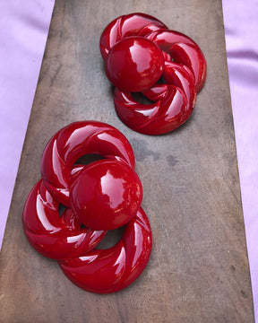 Red Twist Knot Retro Stud Earrings