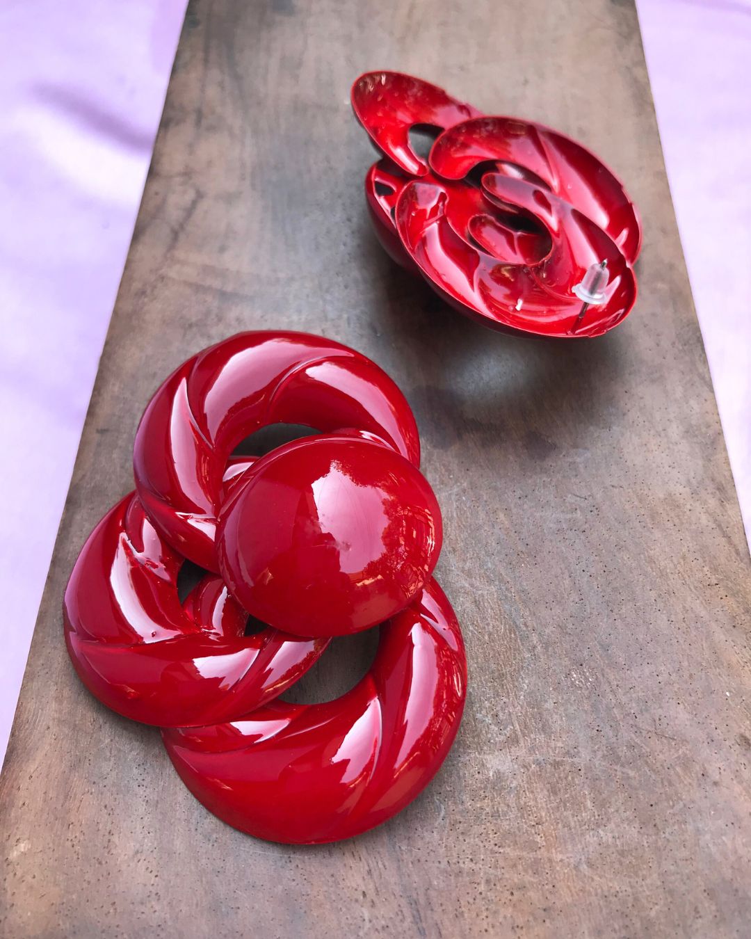 Red Twist Knot Retro Stud Earrings
