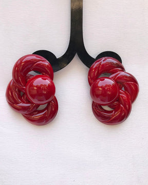 Red Twist Knot Retro Stud Earrings