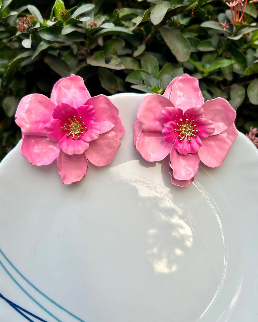 Pink Floral Stud Earrings