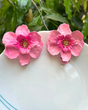 Pink Floral Stud Earrings