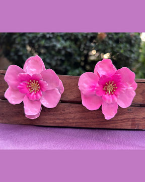 Pink Floral Stud Earrings