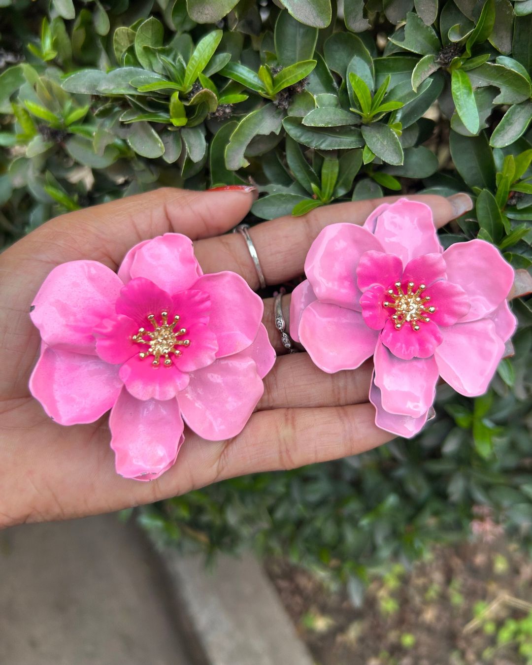 Pink Floral Stud Earrings