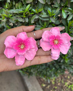 Pink Floral Stud Earrings