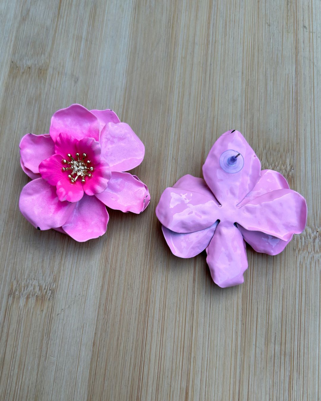 Pink Floral Stud Earrings
